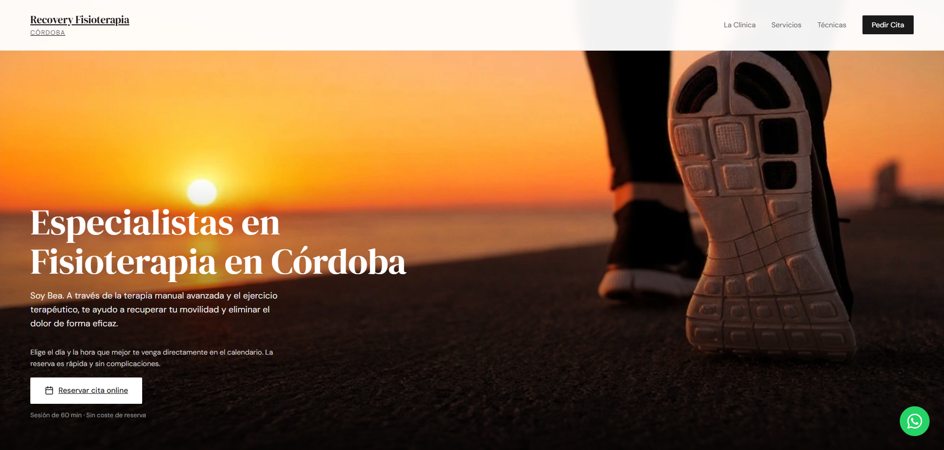 Web de Recovery Fisioterapia Córdoba: home y reserva de cita